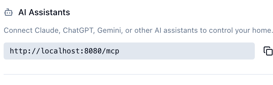 MCP endpoint in share dialog